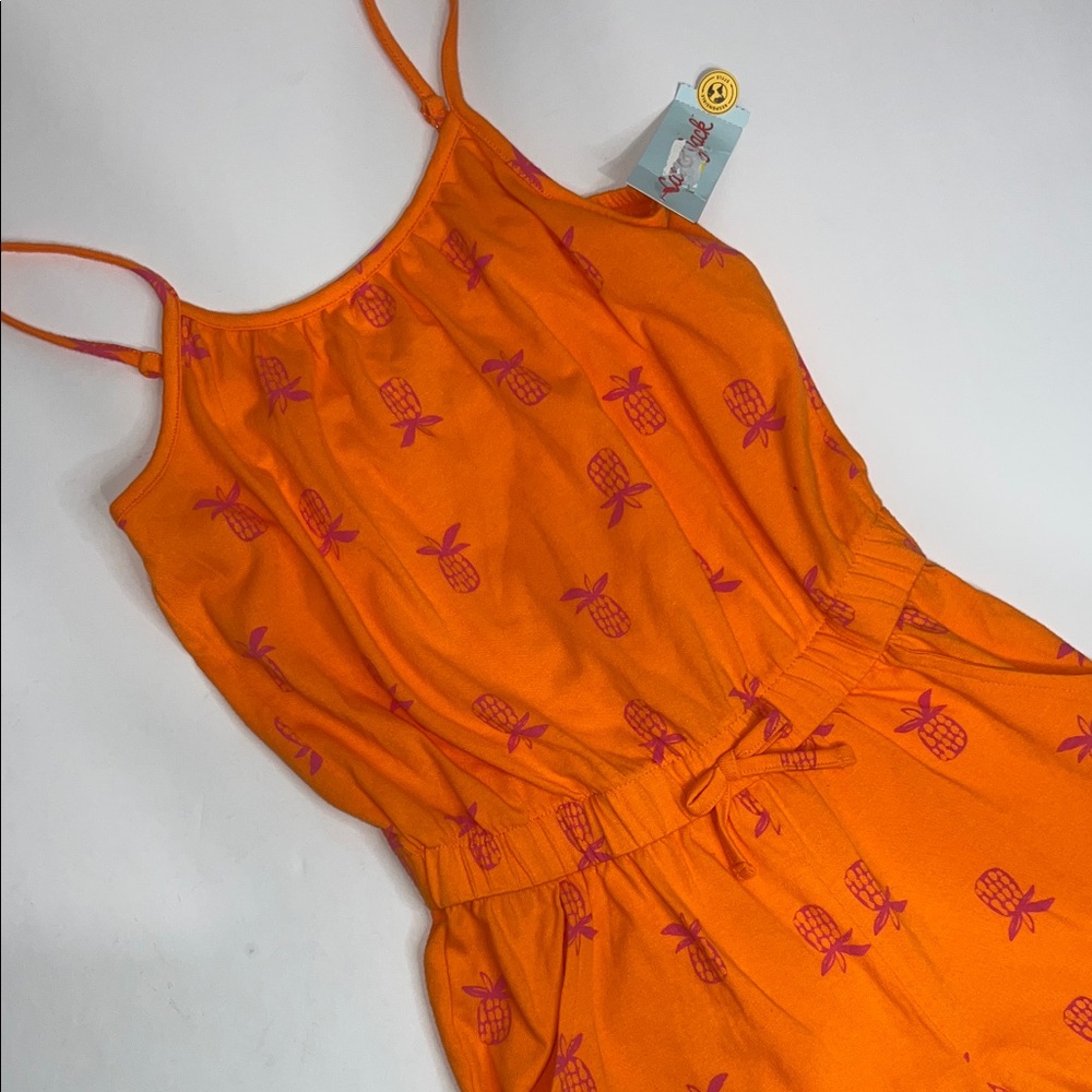 NWT Cat & Jack Orange Romper with Pink Pineapple Print size 14 - Picture 4 of 7